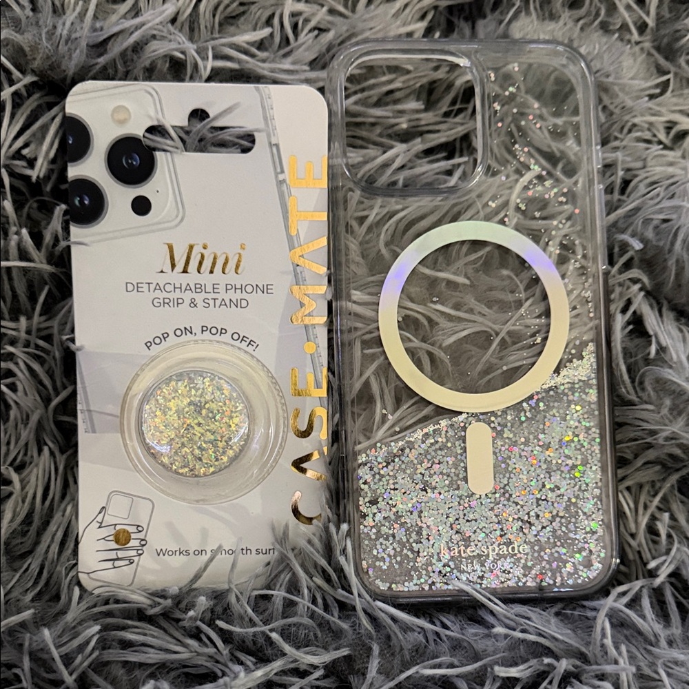 Case-Mate Holographic Glitter Phone Case with Stand - Silver